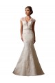 Avorio Stile sirena Illusione Scollatura a V Tulle Pizzo Abiti da sposa AllIngrosso