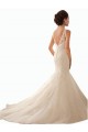 Avorio Stile sirena Illusione Tulle Pizzo Abiti da sposa AllIngrosso