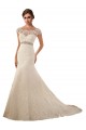 Avorio Stile sirena Illusione Tulle Pizzo Abiti da sposa AllIngrosso