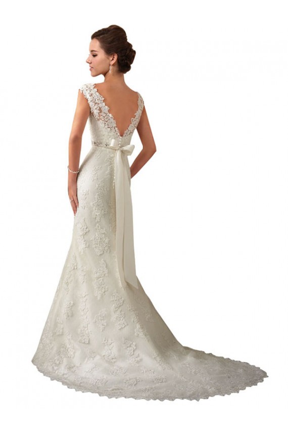 Avorio Stile sirena Illusione Tulle Pizzo Abiti da sposa AllIngrosso