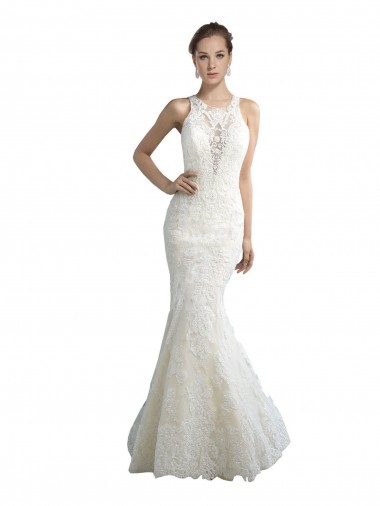 Avorio Stile sirena Illusione Tulle Spiaggia Abiti da sposa AllIngrosso