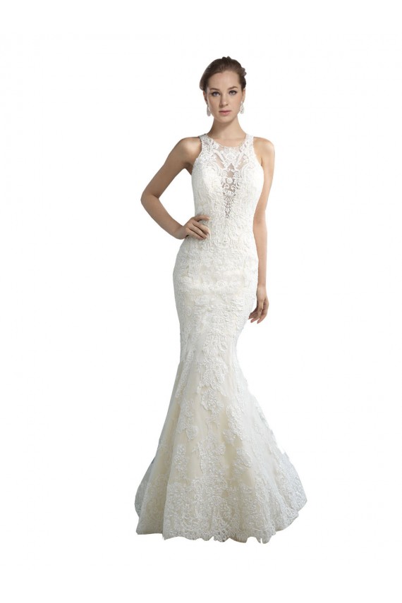 Avorio Stile sirena Illusione Tulle Spiaggia Abiti da sposa AllIngrosso