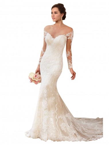 Avorio Stile sirena Innamorato Pizzo Abiti da sposa AllIngrosso