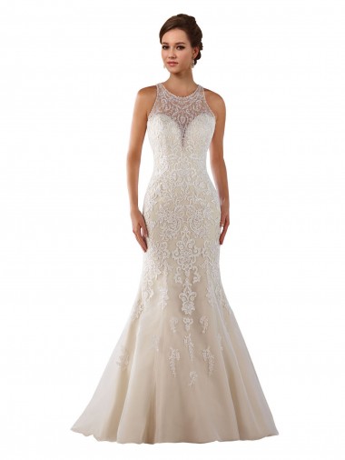 Avorio Stile sirena Innamorato Pizzo Abiti da sposa AllIngrosso