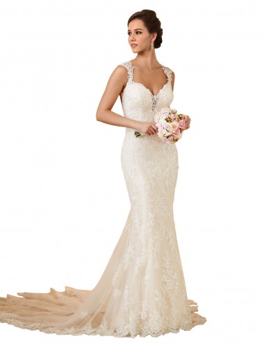 Avorio Stile sirena Innamorato Pizzo Abiti da sposa AllIngrosso