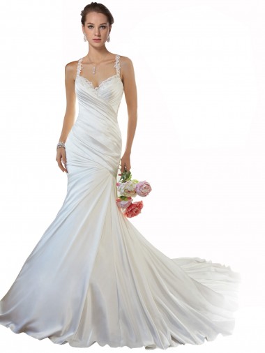 Avorio Stile sirena Innamorato Raso Spiaggia Abiti da sposa AllIngrosso