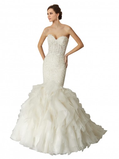 Avorio Stile sirena Innamorato Tulle Abiti da sposa AllIngrosso