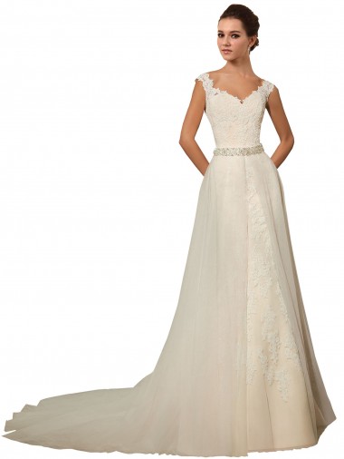 Avorio Stile sirena Innamorato Tulle Pizzo Abiti da sposa AllIngrosso