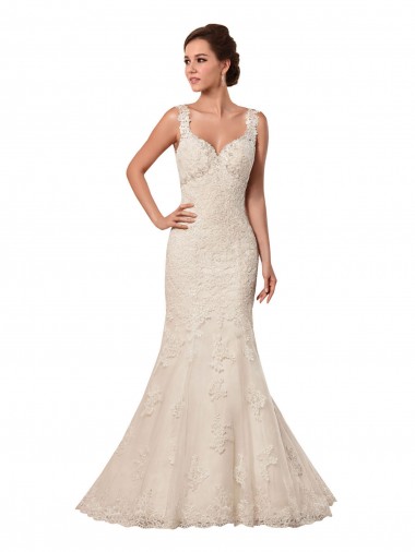 Avorio Stile sirena Innamorato Tulle Pizzo Abiti da sposa AllIngrosso