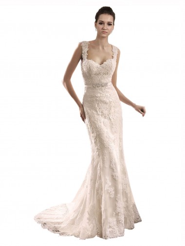 Avorio Stile sirena Innamorato Tulle Pizzo Abiti da sposa AllIngrosso