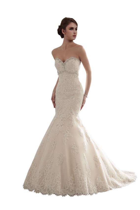 Avorio Stile sirena Innamorato Tulle Pizzo Classico Abiti da sposa AllIngrosso