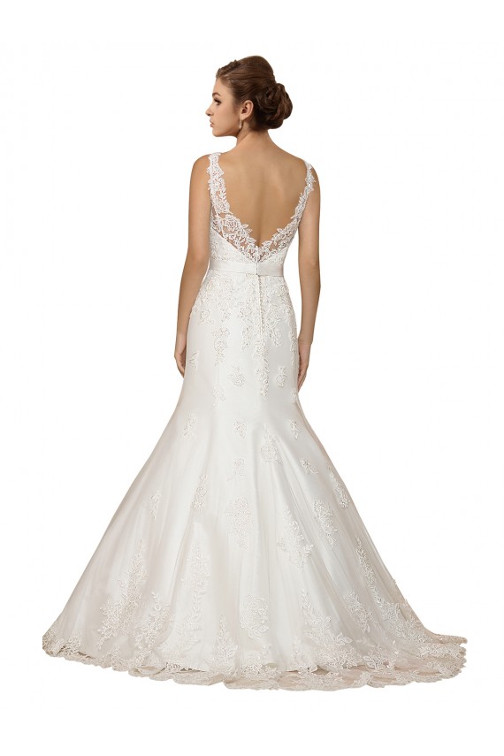 Avorio Stile sirena Scollatura a V Pizzo Abiti da sposa AllIngrosso