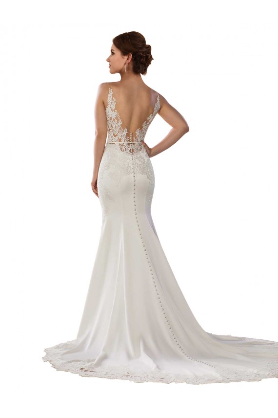 Avorio Stile sirena Scollatura a V Pizzo Crespo Elastico Abiti da sposa AllIngrosso