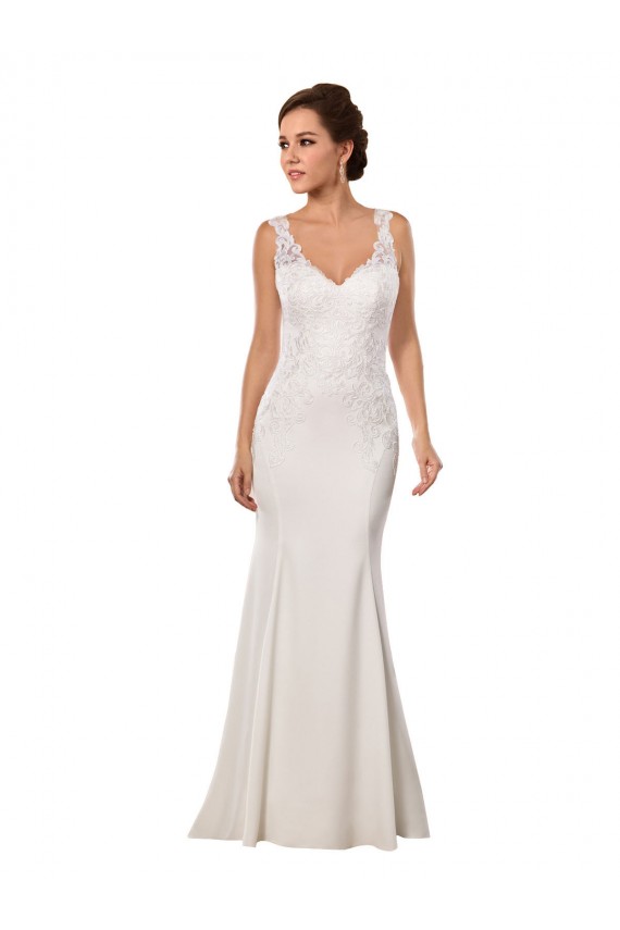 Avorio Stile sirena Scollatura a V Pizzo Crespo Elastico Abiti da sposa AllIngrosso