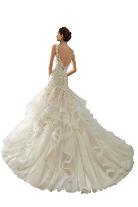 Avorio Stile sirena Scollatura a V Tulle Abiti da sposa AllIngrosso