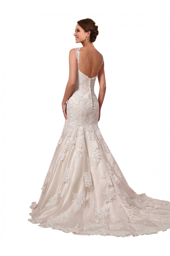 Avorio Stile sirena Scollatura a V Tulle Pizzo Abiti da sposa AllIngrosso