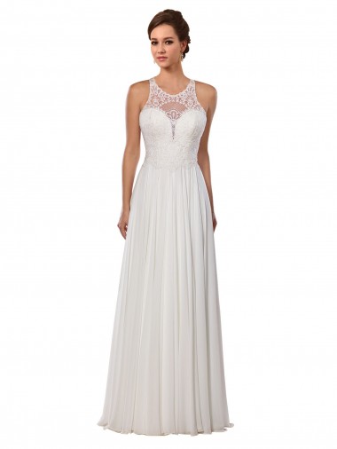 Avorio Tubino Illusione Chiffona Abiti da sposa AllIngrosso