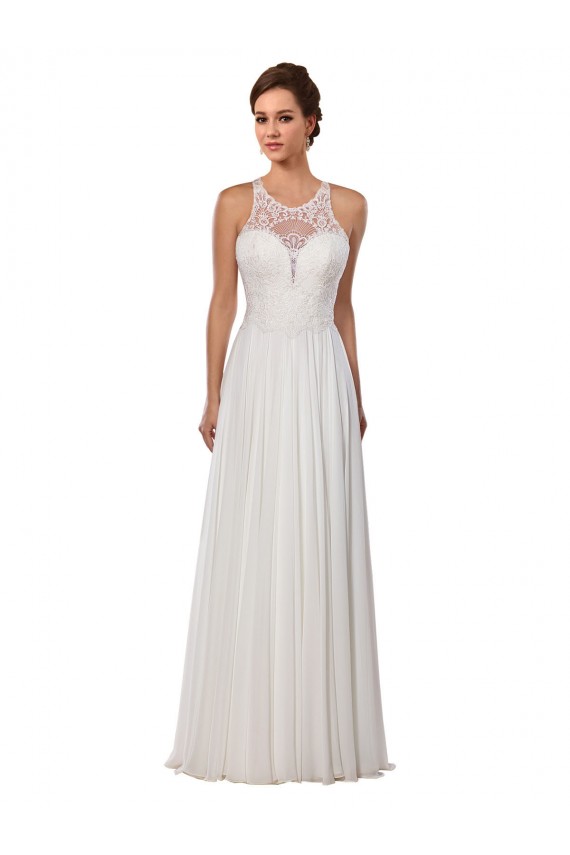 Avorio Tubino Illusione Chiffona Abiti da sposa AllIngrosso