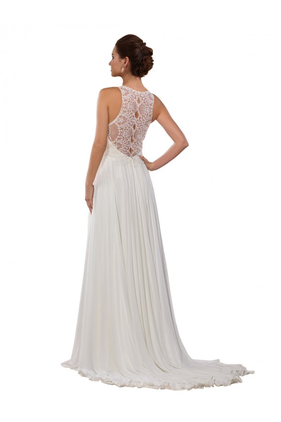 Avorio Tubino Illusione Chiffona Abiti da sposa AllIngrosso