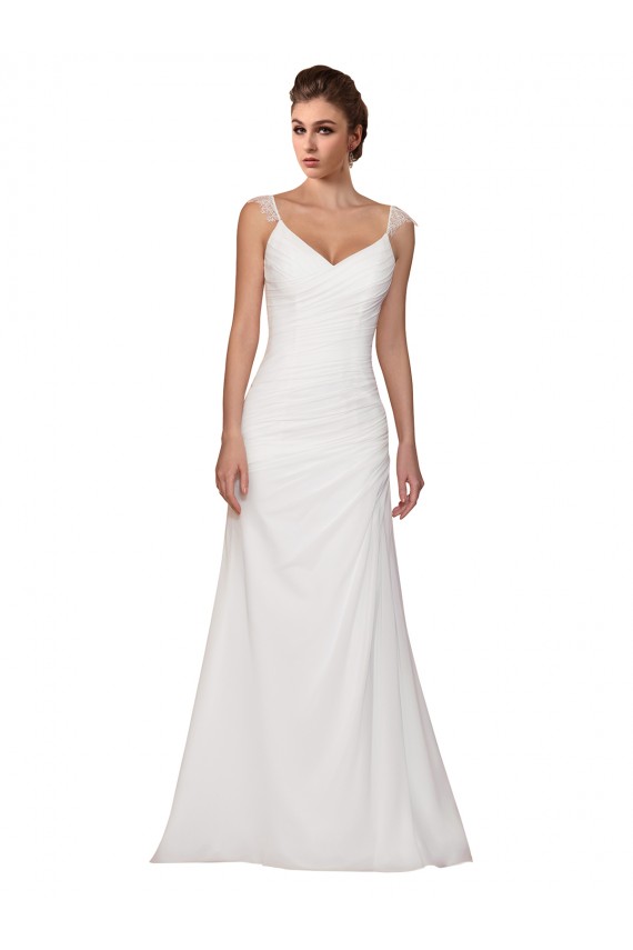 Avorio Tubino Scollatura a V Chiffona Abiti da sposa AllIngrosso
