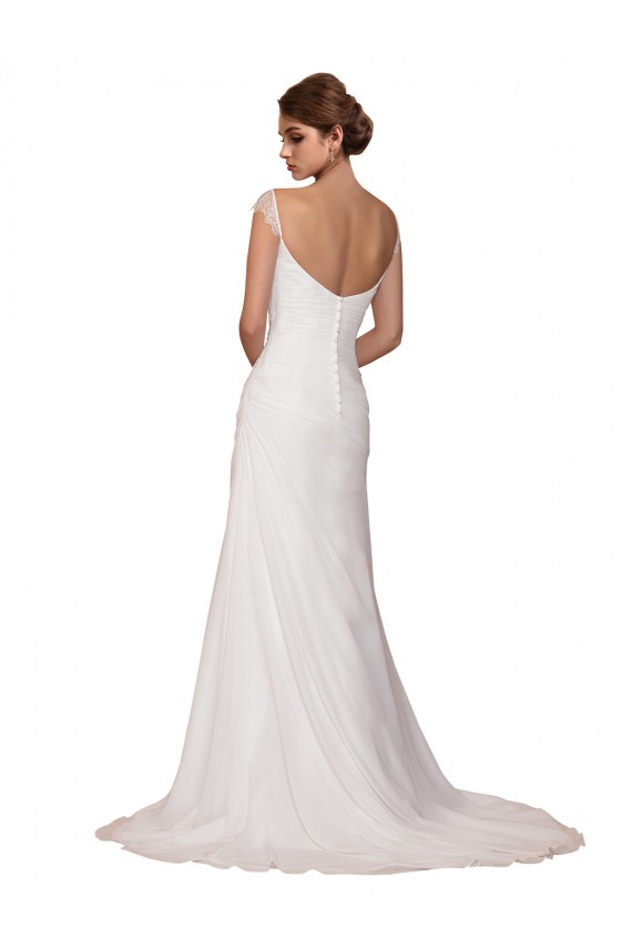Avorio Tubino Scollatura a V Chiffona Abiti da sposa AllIngrosso