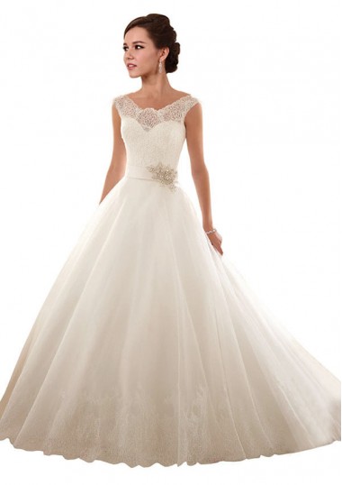 Bianco Abito da ballo Tulle Pizzo Abiti da sposa AllIngrosso