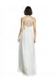 Bianco Linea A Capestro Alto Collo Tulle Lunga Abiti da damigella donore AllIngrosso