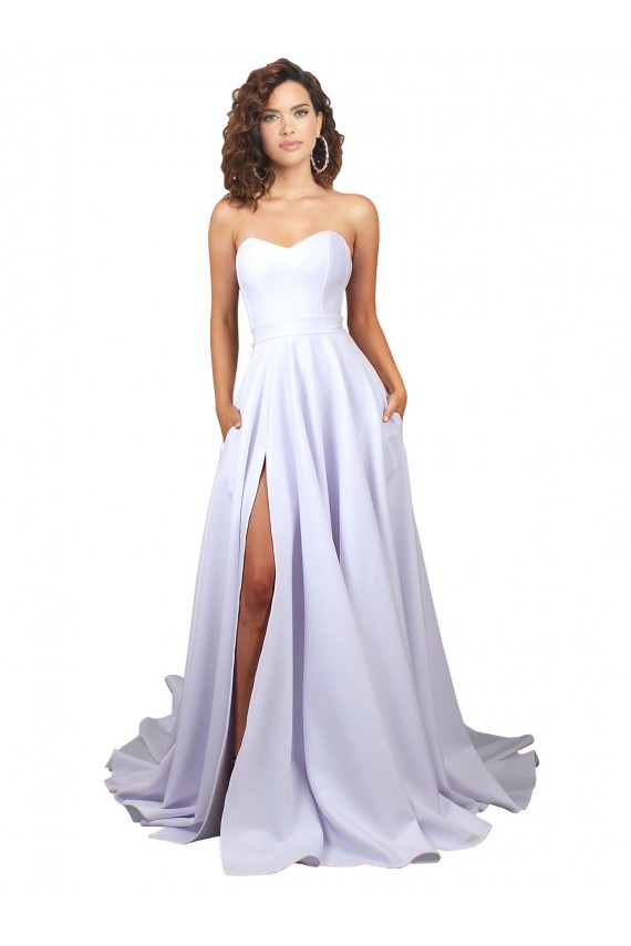 Bianco Linea A Innamorato Crespo Elastico Semplice Spiaggia Abiti da sposa AllIngrosso