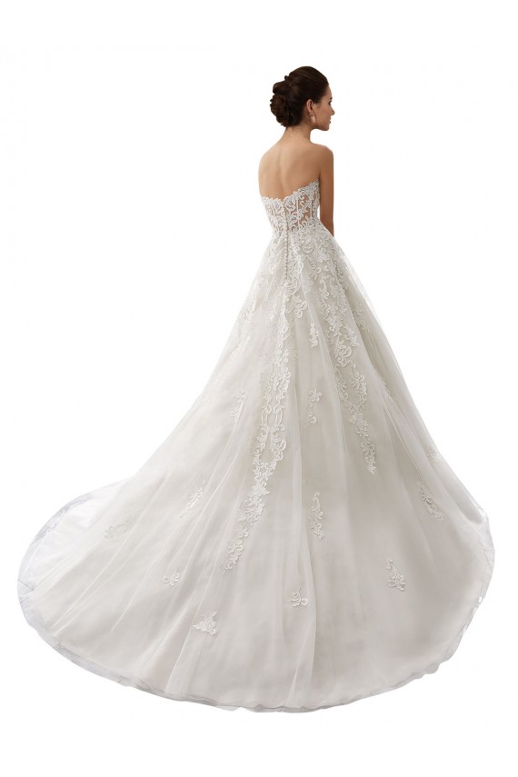 Bianco Linea A Innamorato Tulle Pizzo Abiti da sposa AllIngrosso