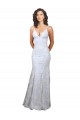 Bianco Stile sirena Alto Collo Crespo Elastico Paillettes Tulle Lunga Formali Abiti da damigella donore / Abiti da sera / Abiti da ballo AllIngrosso