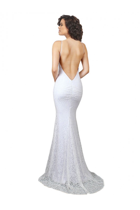 Bianco Stile sirena Alto Collo Sweep treno Pizzo Abiti da sposa AllIngrosso
