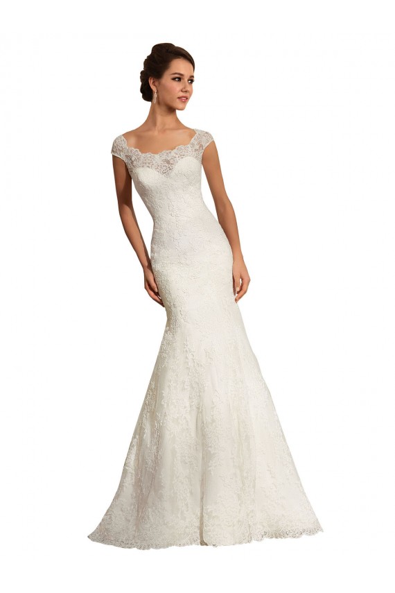 Bianco Stile sirena Barca Pizzo Abiti da sposa AllIngrosso