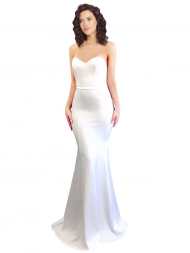 Bianco Stile sirena Innamorato Alto Collo Crespo Elastico Lunga Formali Abiti da damigella donore / Abiti da sera / Abiti da ballo AllIngrosso