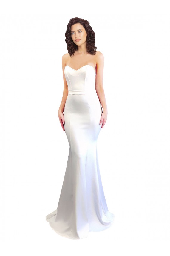 Bianco Stile sirena Innamorato Alto Collo Crespo Elastico Lunga Formali Abiti da damigella donore / Abiti da sera / Abiti da ballo AllIngrosso