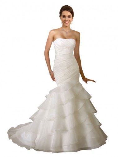 Bianco Stile sirena Innamorato Tulle Abiti da sposa AllIngrosso