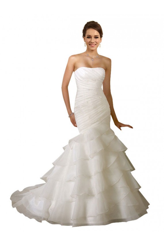 Bianco Stile sirena Innamorato Tulle Abiti da sposa AllIngrosso