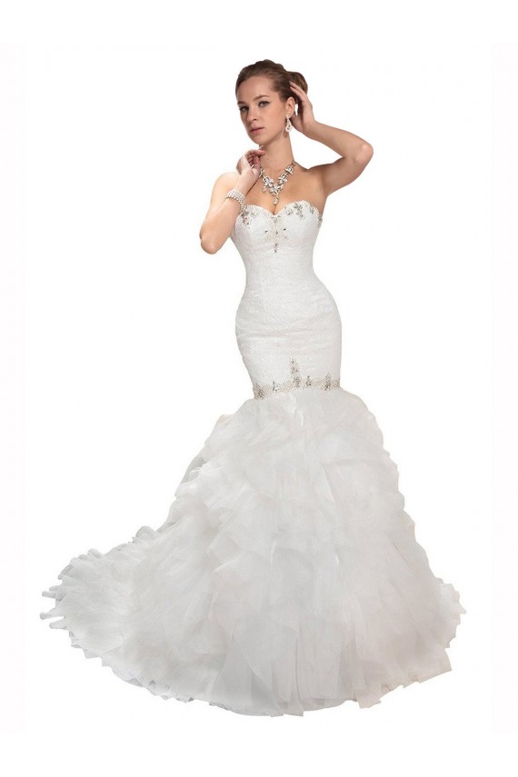 Bianco Stile sirena Innamorato Tulle Abiti da sposa AllIngrosso