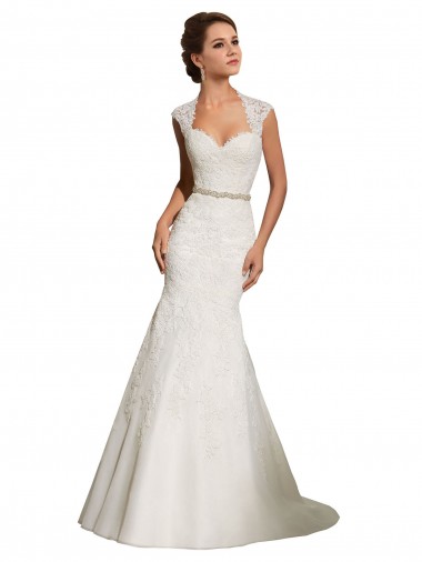 Bianco Stile sirena Innamorato Tulle Pizzo Abiti da sposa AllIngrosso
