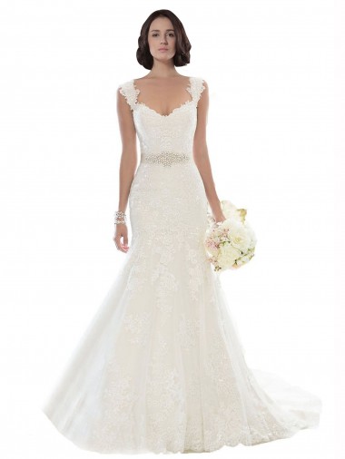 Bianco Stile sirena Pizzo Spiaggia Abiti da sposa AllIngrosso