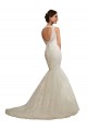 Bianco Stile sirena Scollatura a V Tulle Pizzo Abiti da sposa AllIngrosso