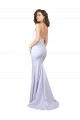 Bianco Stile sirena Sottili Alto Collo Crespo Elastico Semplice Spiaggia Abiti da sposa AllIngrosso