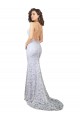 Bianco Tubino Alto Collo Sweep treno Pizzo Abiti da sposa AllIngrosso