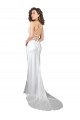 Bianco Tubino Cappuccio Sweep treno Raso Setoso Semplice Spiaggia Abiti da sposa AllIngrosso