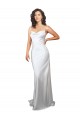 Bianco Tubino Cappuccio Sweep treno Raso Setoso Semplice Spiaggia Abiti da sposa AllIngrosso