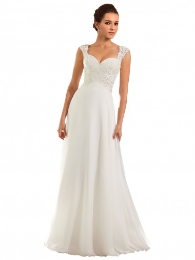 Bianco Tubino Innamorato Chiffona Pizzo Abiti da sposa AllIngrosso