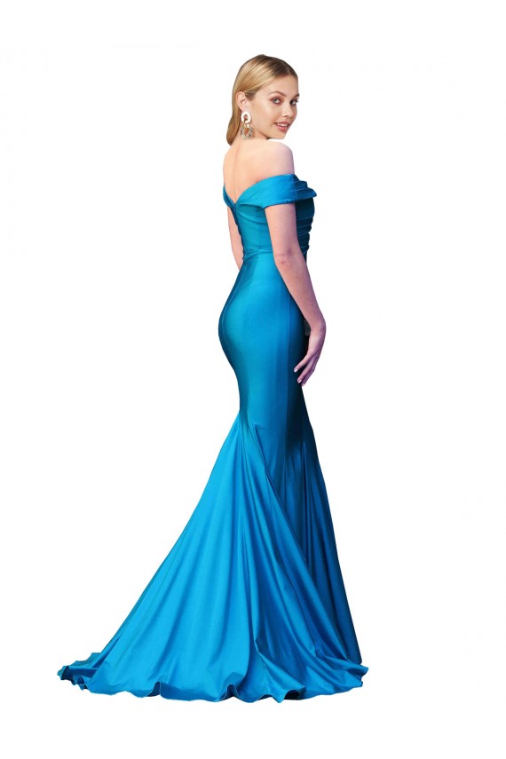 Blu Pavone Stile sirena Raso Lunga Formali Abiti da damigella donore / Abiti da sera / Abiti da ballo AllIngrosso