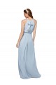 Blu Reale Linea A Alto Collo Chiffona Lunga Abiti da damigella donore AllIngrosso