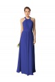 Blu Reale Linea A Capestro Chiffona Lunga Abiti da damigella donore AllIngrosso
