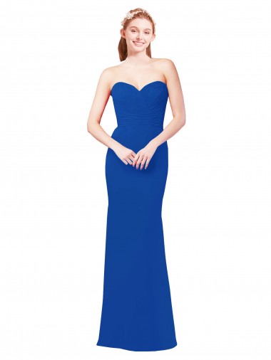 Blu Reale Linea A Innamorato Chiffona Lunga Abiti da damigella donore AllIngrosso