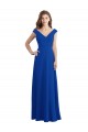 Blu Reale Linea A Scollatura a V Chiffona Lunga Abiti da damigella donore AllIngrosso